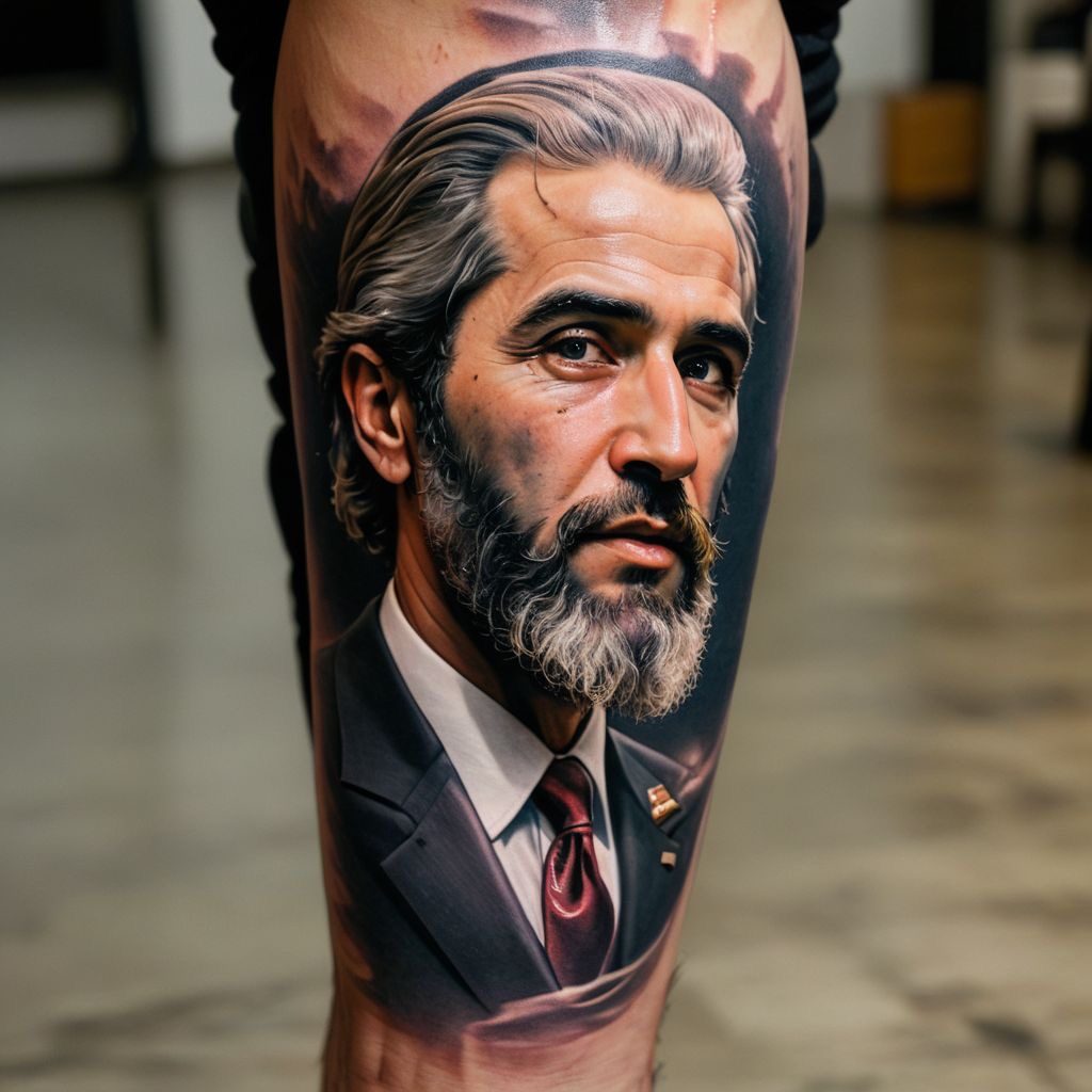 KI-Tattoo-Flash: fotorealistisches Herren-Portrait mit Bart in Black-and-Grey