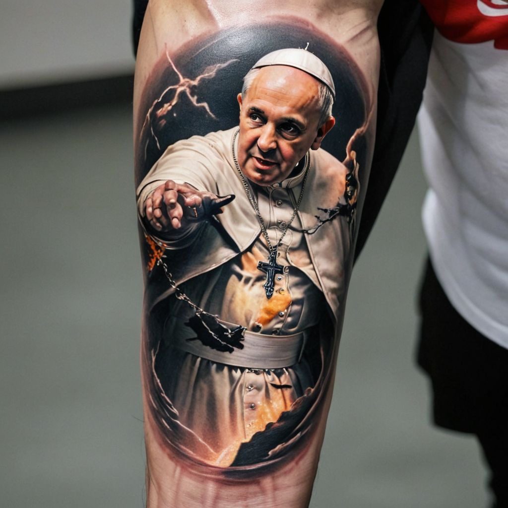 KI-Tattoo-Flash: realistisches Portrait-Motiv als fotorealistisches Tattoo