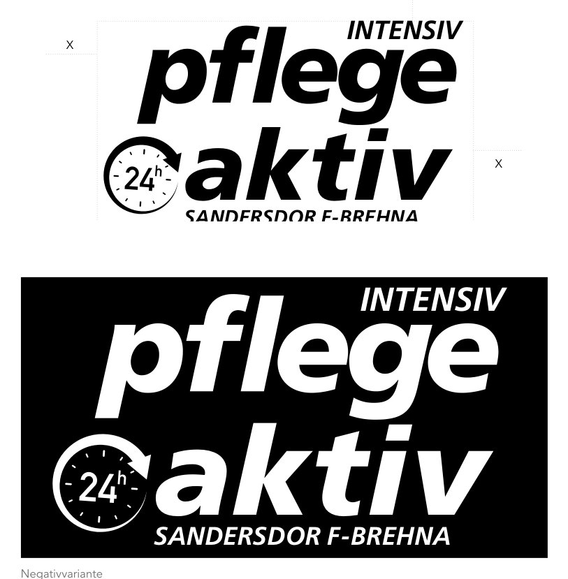 Pflegeaktiv Logo in Positiv- und Negativvariante aus dem CD-Manual